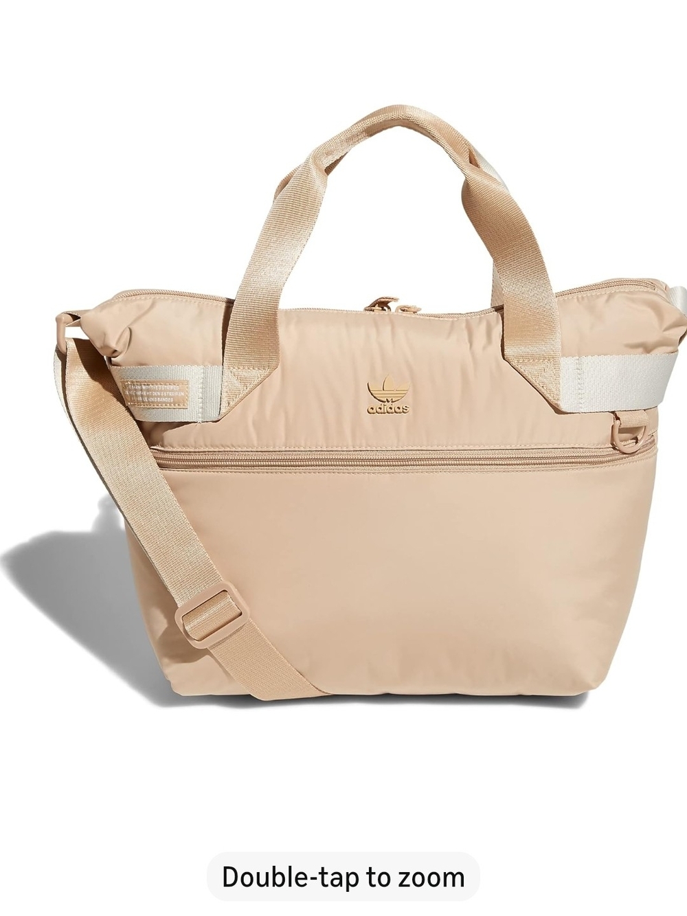 adidas Cream Colored Crossbody Tote with Zipper Pockets